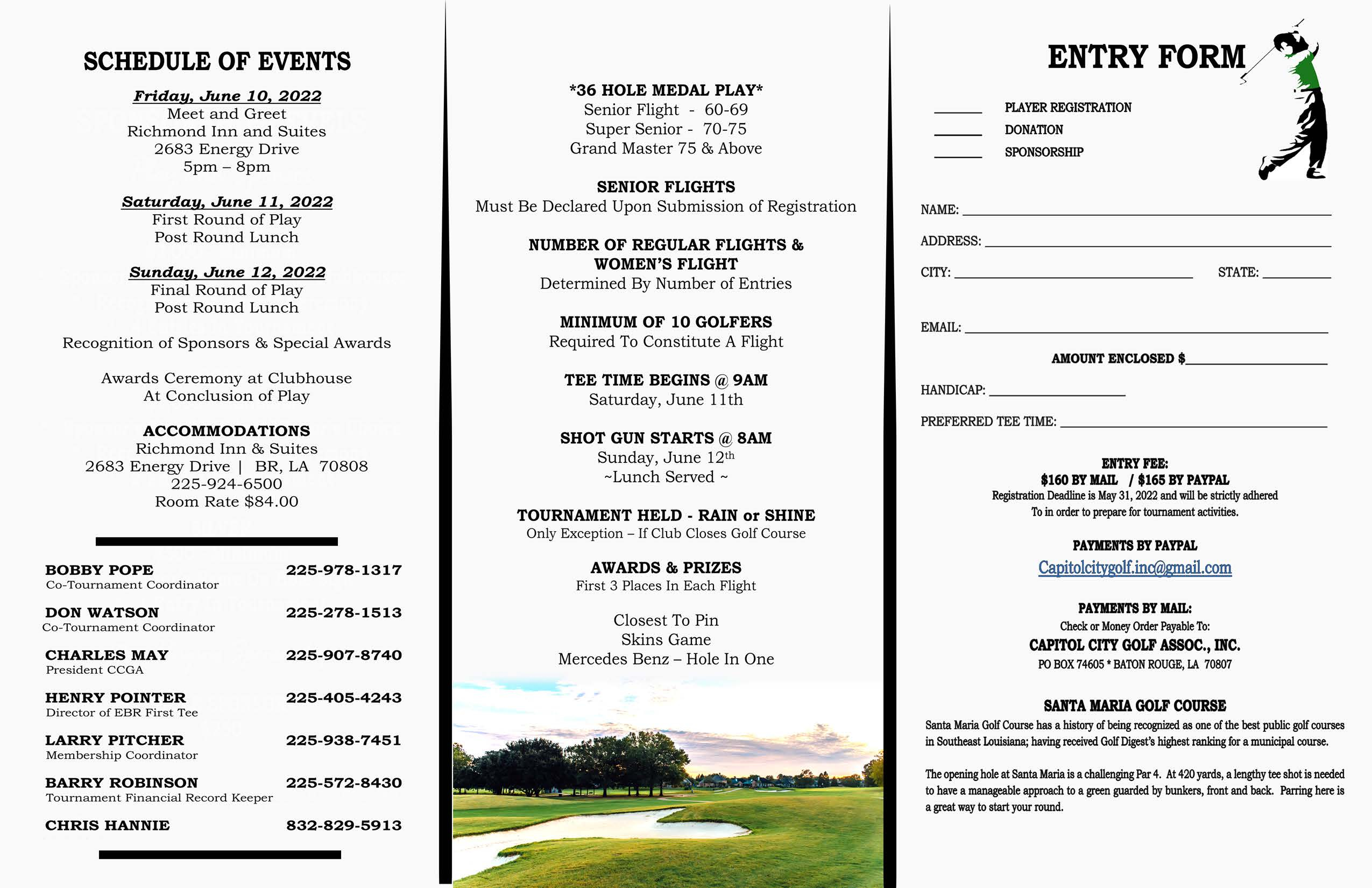 Registration Capitol City annual golf tournament