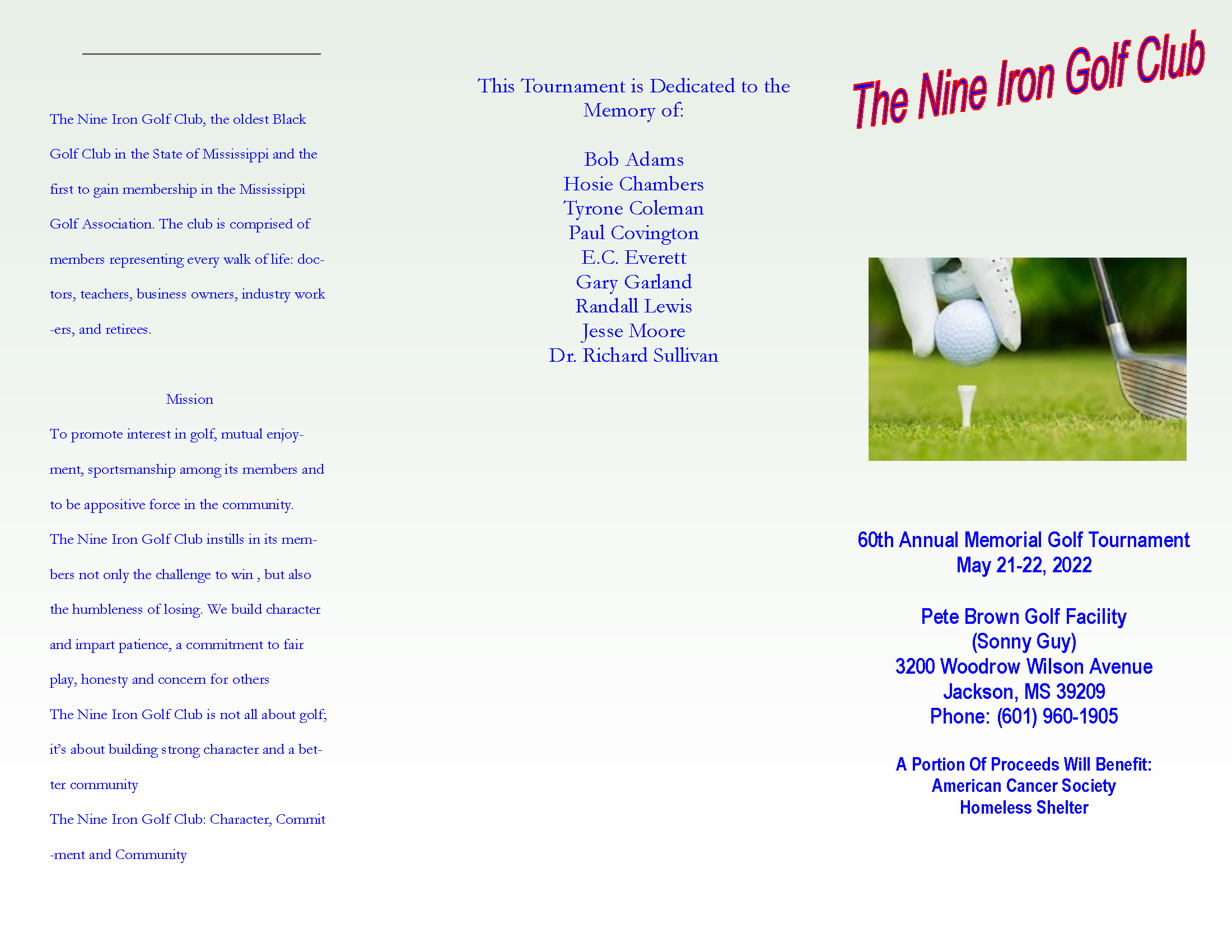 Welcome to Nine Iron Golf Association
