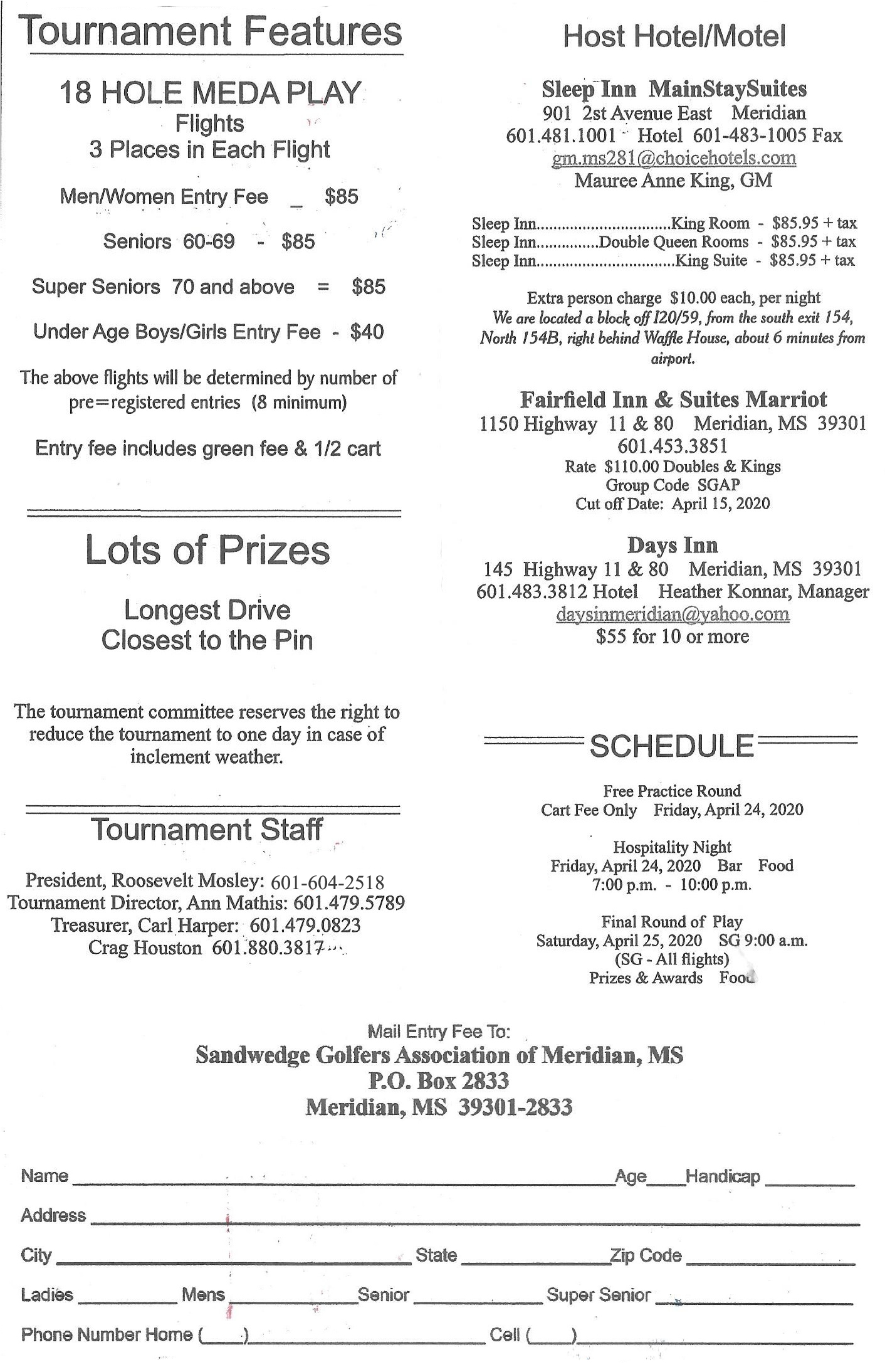 Registration Annual Golf Tournament Sandwedge golf association