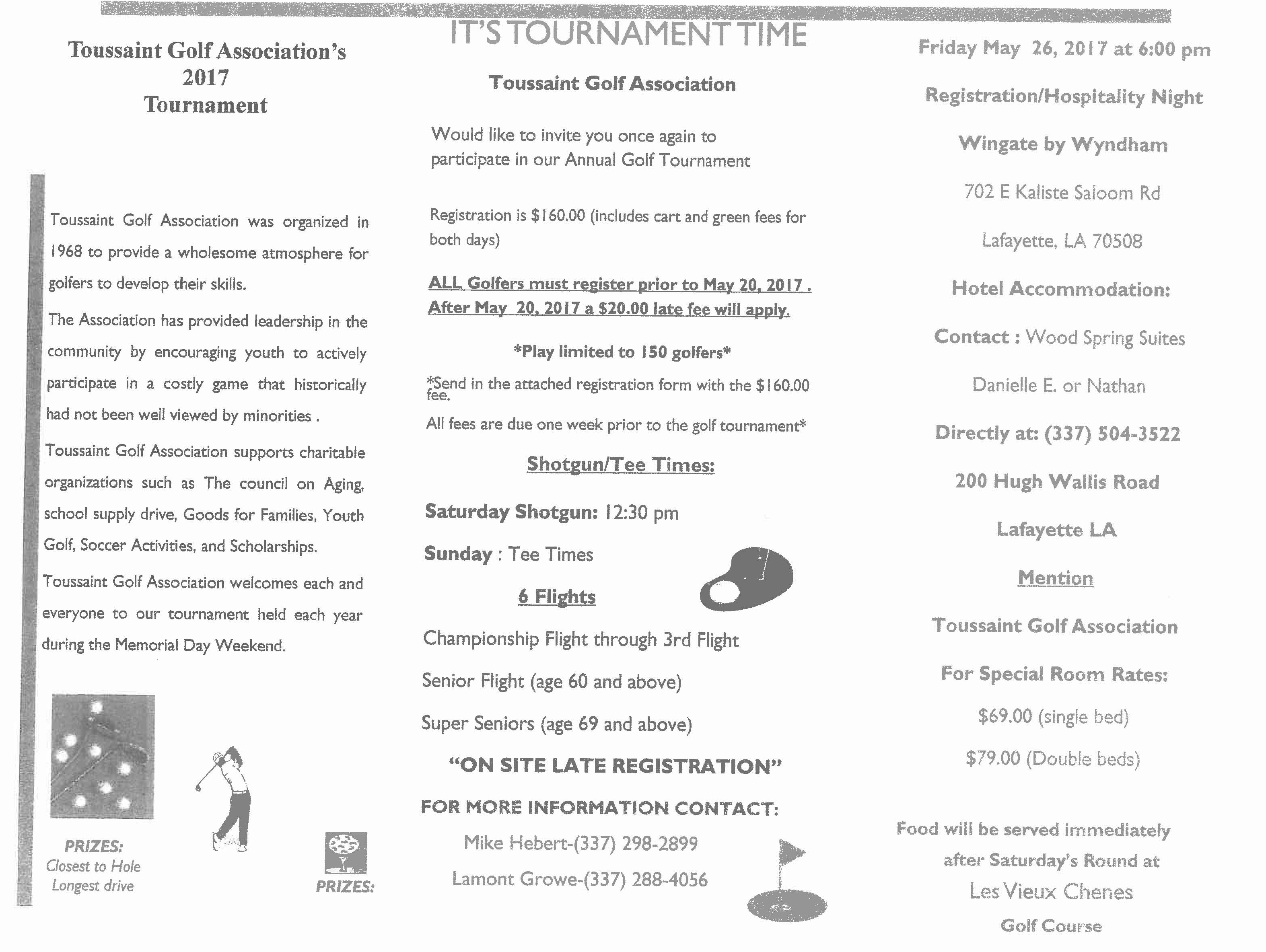 Toussaint Golf Club Tournament Information