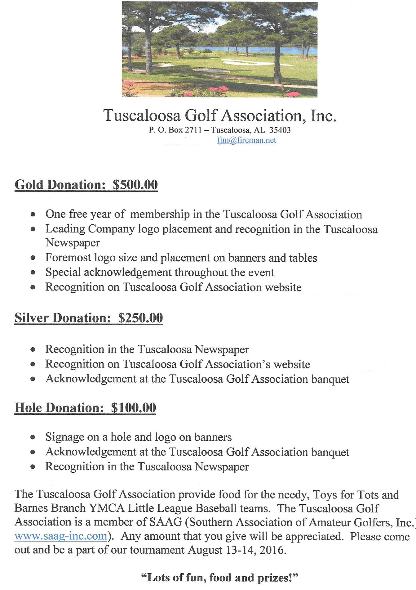 Information from Tuscaloosa Golf Association