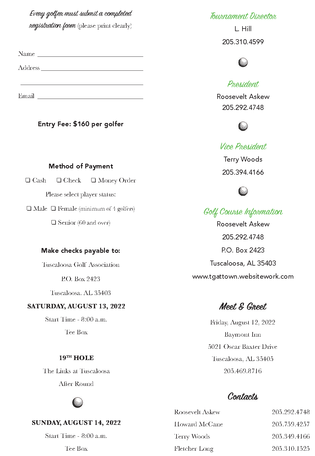Register for Tuscaloosa Golf Tournament